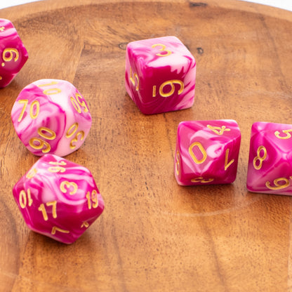 Gilded Rose Mist | Soft Edge Dice | Acrylic | 7 Piece Set