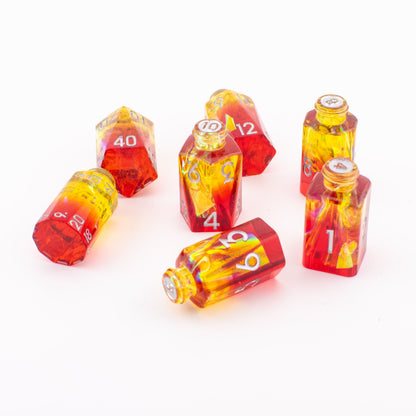 Bottled Sunshine | Resin Potion Bottle Dice Set | 7 Piece Set