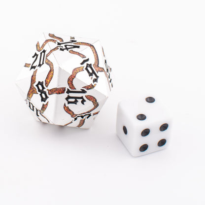 Ancient Ruin | Oversized 33mm D20 | Silver Metal | Single D20