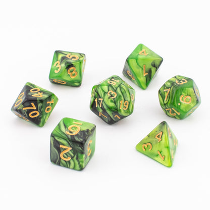 Forest Marble | Soft Edge Dice | Acrylic | 7 Piece Set