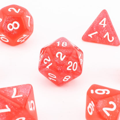 Crimson Stardust | Soft Edge Dice | Acrylic | 7 Piece Set
