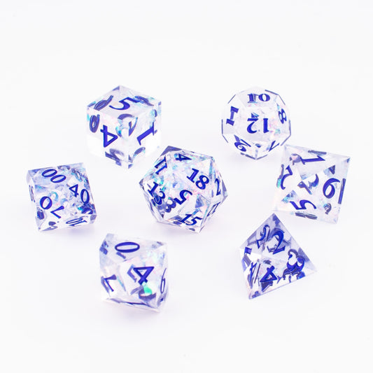 Crystal Current | Sharp Edge Dice | Resin | 7 Piece Set