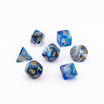 Mystic Ocean Currents | Soft Edge Acrylic Dice | 7 Piece Set