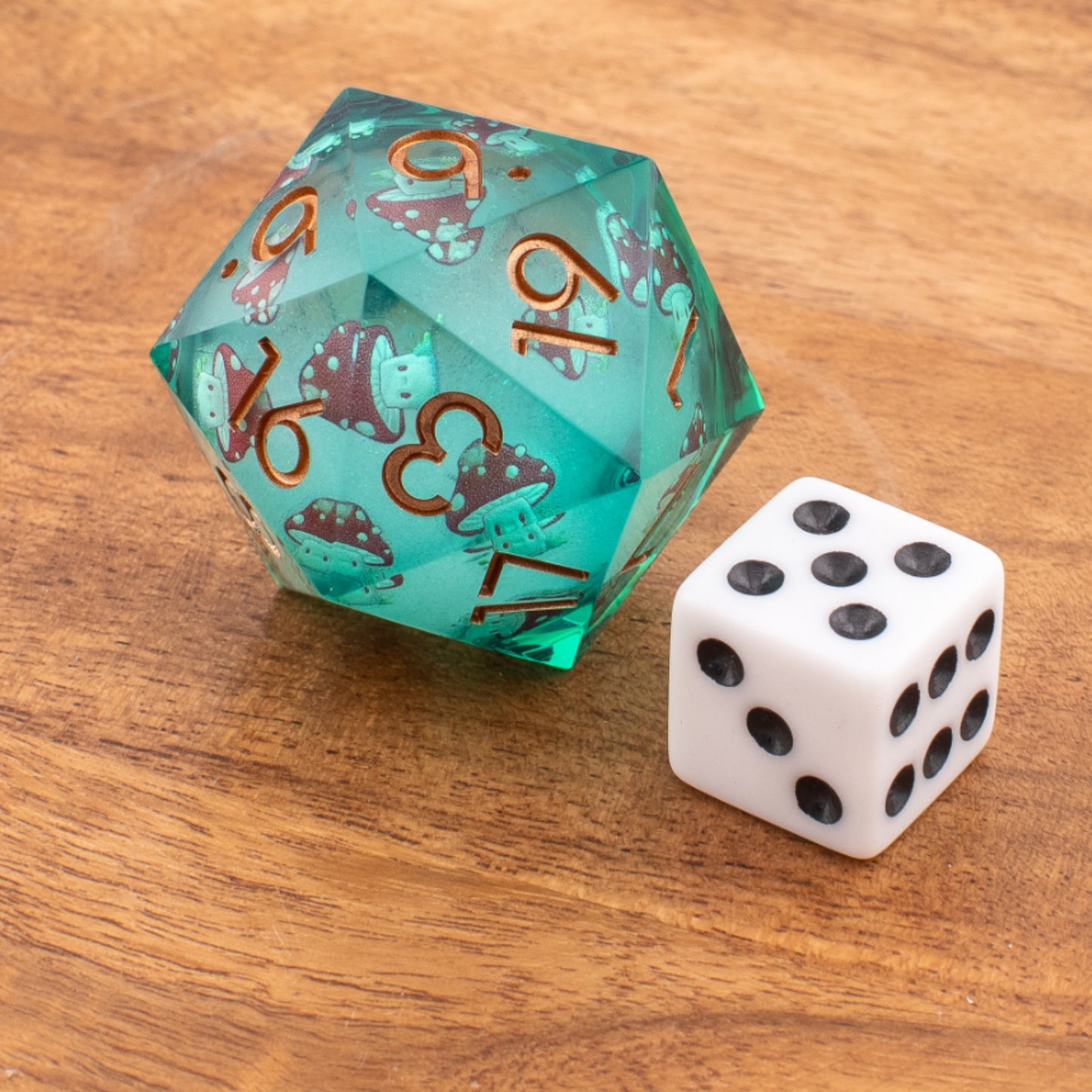 Mushie Colony | Oversized 33mm Liquid Core Dice | Resin | Single D20