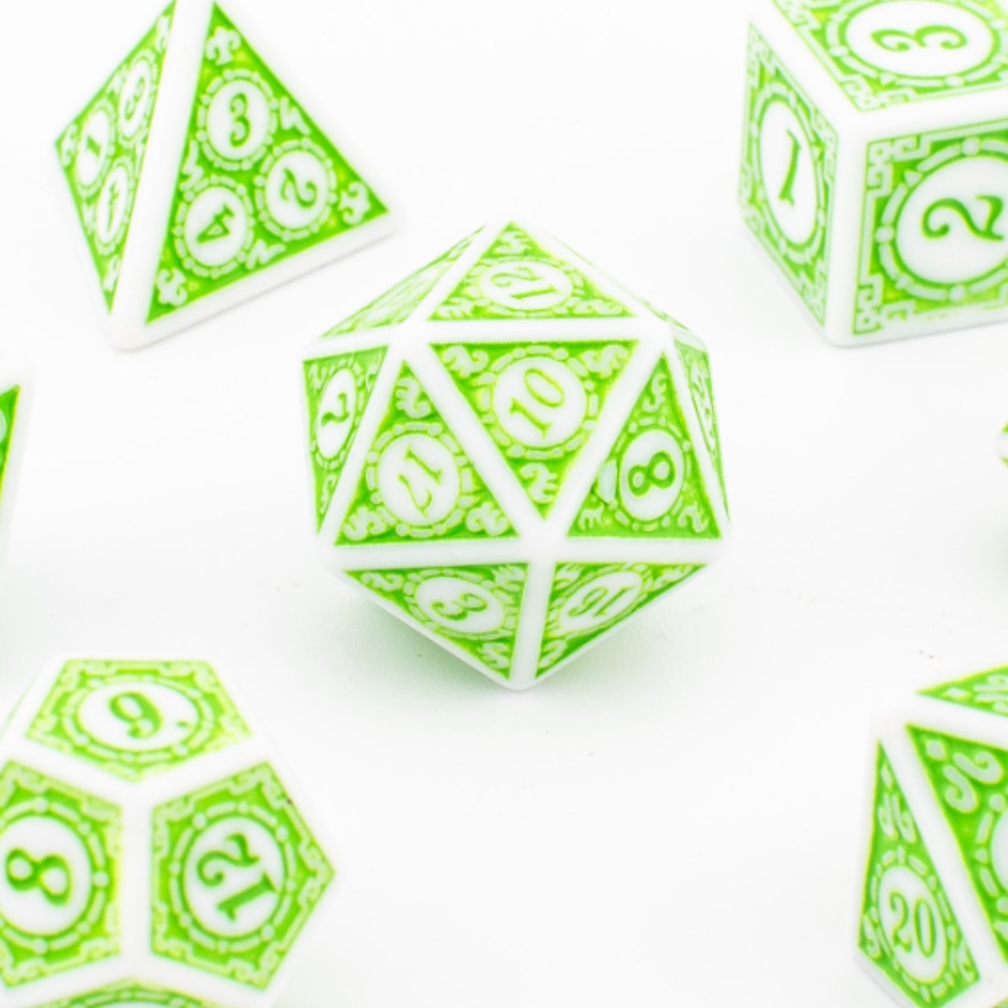 Forest Florals | Round Edge Dice | Acrylic | 7 Piece Set
