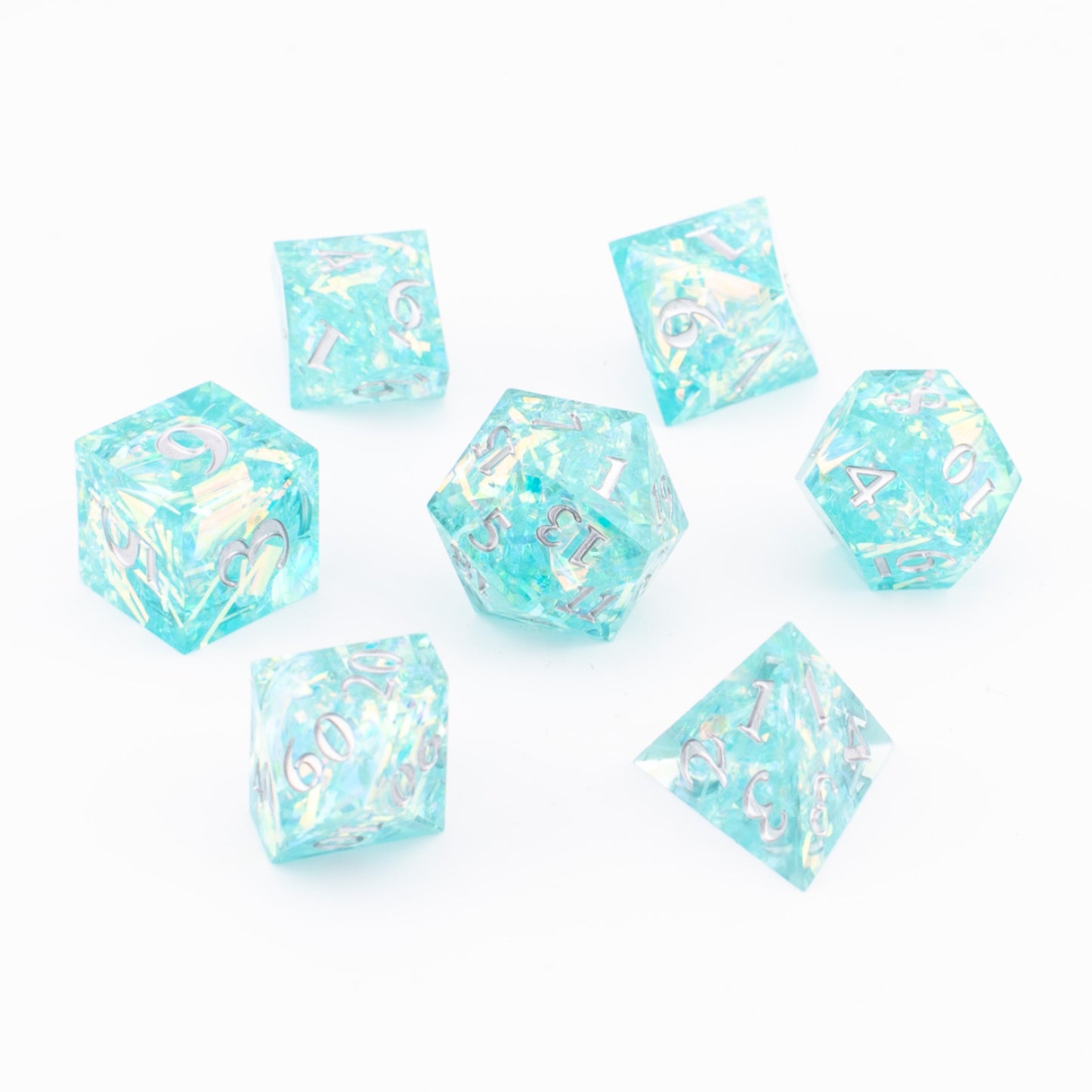 Azure Starlight | Sharp Edge Dice | Resin | 7 Piece Set