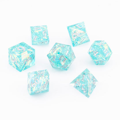 Azure Starlight | Sharp Edge Dice | Resin | 7 Piece Set