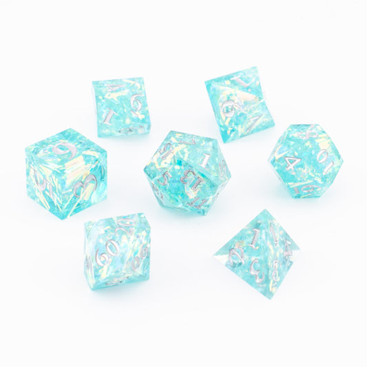 Azure Starlight | Sharp Edge Dice | Resin | 7 Piece Set