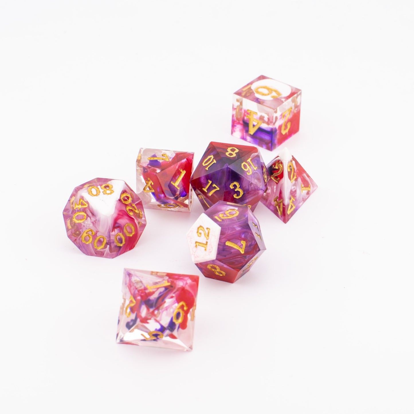 Jester's Gambit | Sharp Edge Resin Dice | 7 Piece Set
