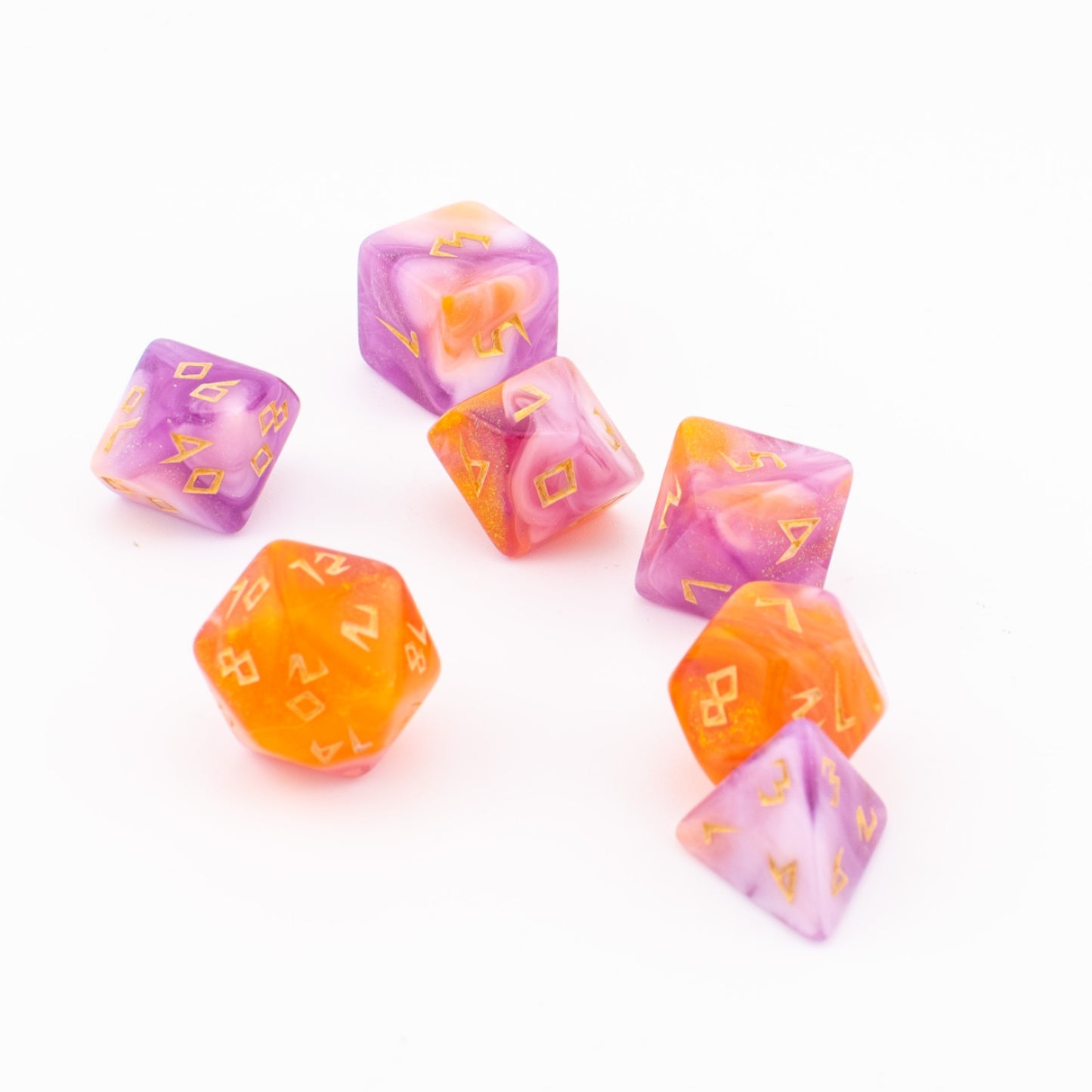 Celestial Sunset | Soft Edge Acrylic Dice | 7 Piece Set