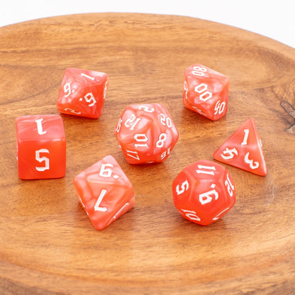 Scarlet Veil | Soft Edge Dice | Acrylic | 7 Piece Set