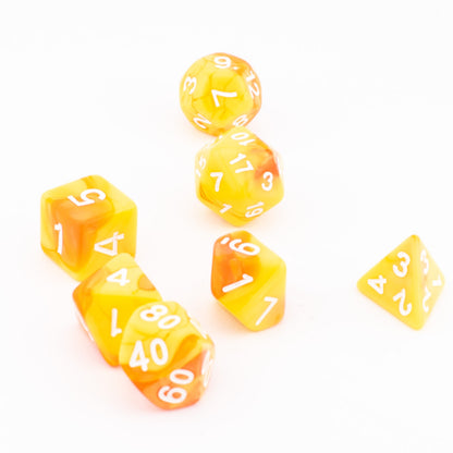Sunset Marbled | Soft Edge Dice | Acrylic | 7 Piece Set