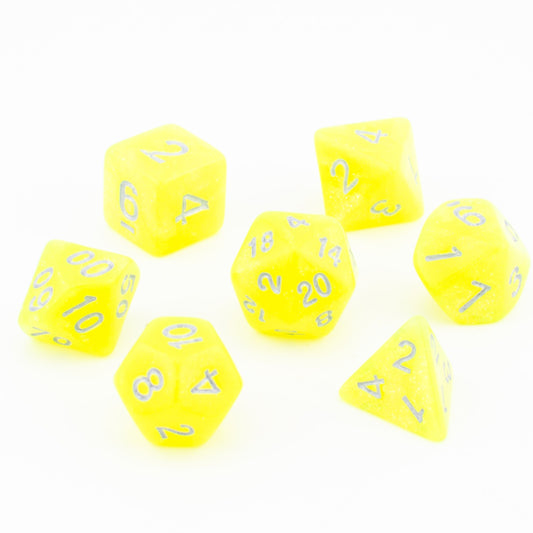 Luminous Citrine | Soft Edge Dice | Acrylic | 7 Piece Set