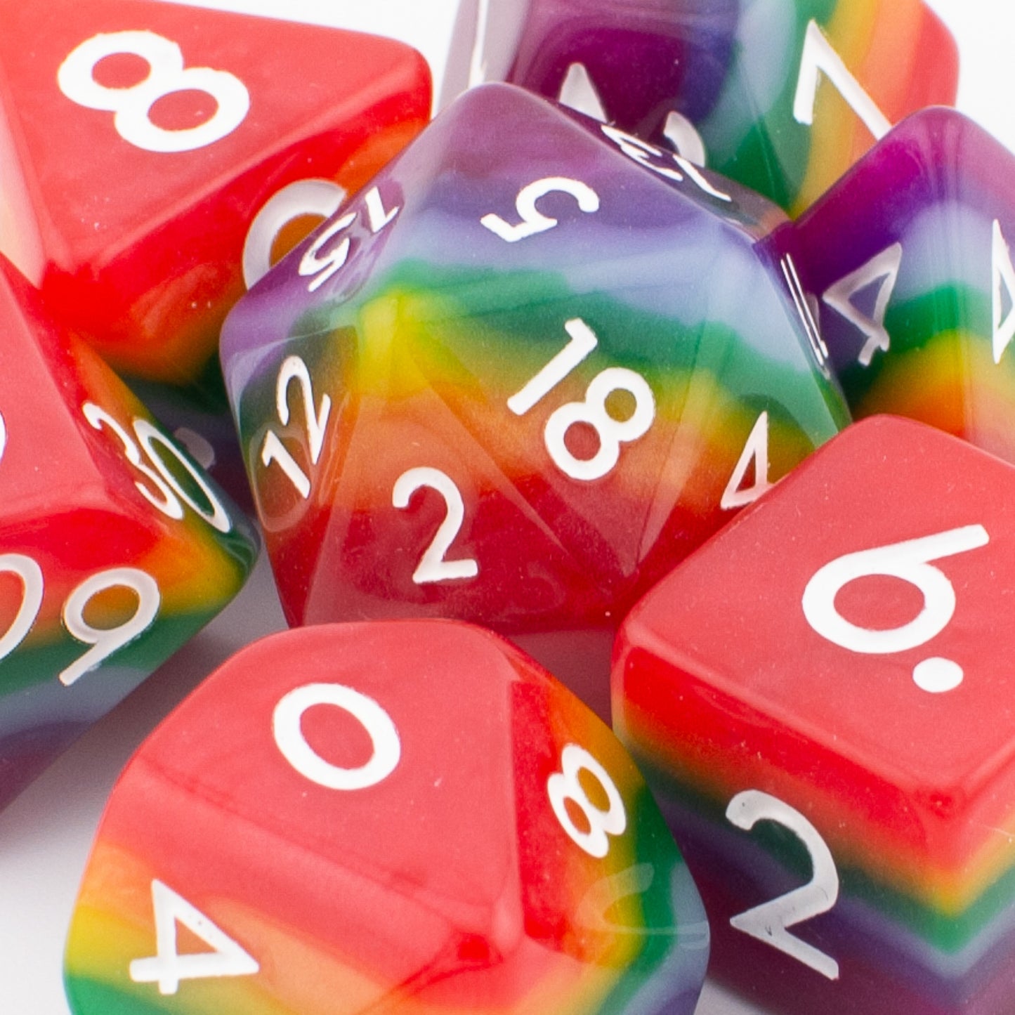 Rainbow Pride | Soft Edge Dice | Acrylic | 7 Piece Set