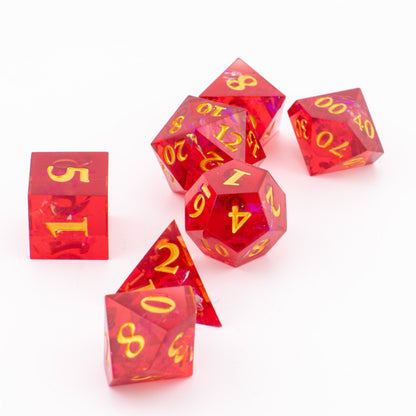 Dragon Heart | Sharp Edge Resin Dice | 7 Piece Set