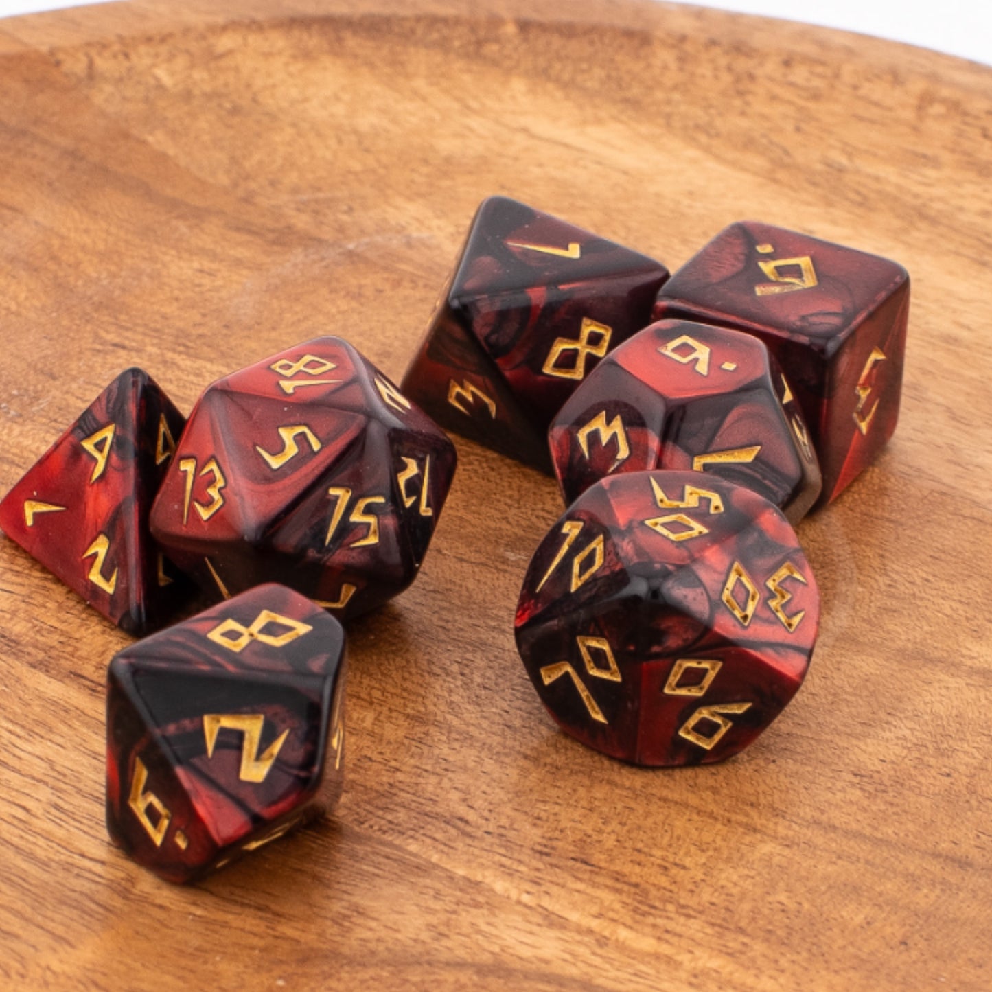 Crimson Abyss | Soft Edge Dice | Acrylic | 7 Piece Set