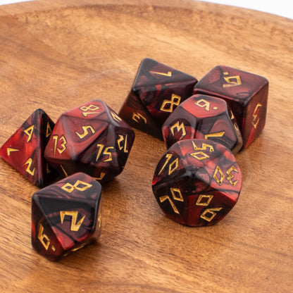 Crimson Abyss | Soft Edge Dice | Acrylic | 7 Piece Set
