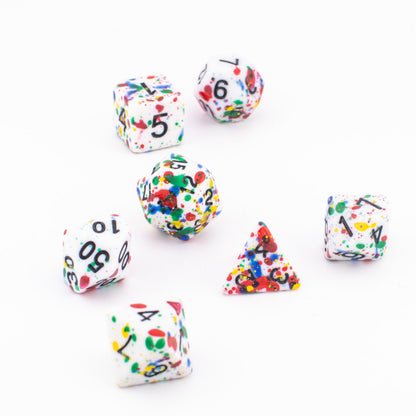Confetti Splatter | Soft Edge Dice | Acrylic | 7 Piece Set