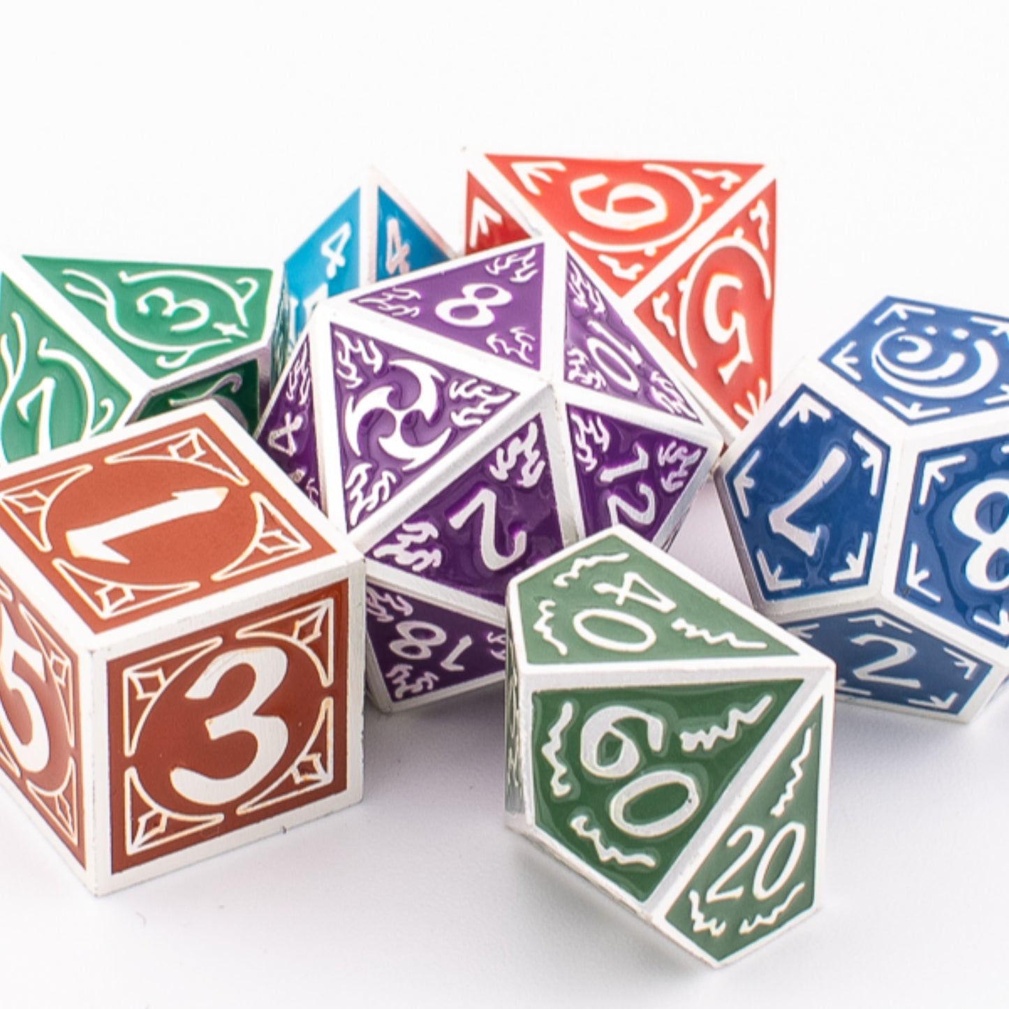 Prismatic Elemental | Solid Metal Dice Set | Zinc Alloy | 7 Piece Set