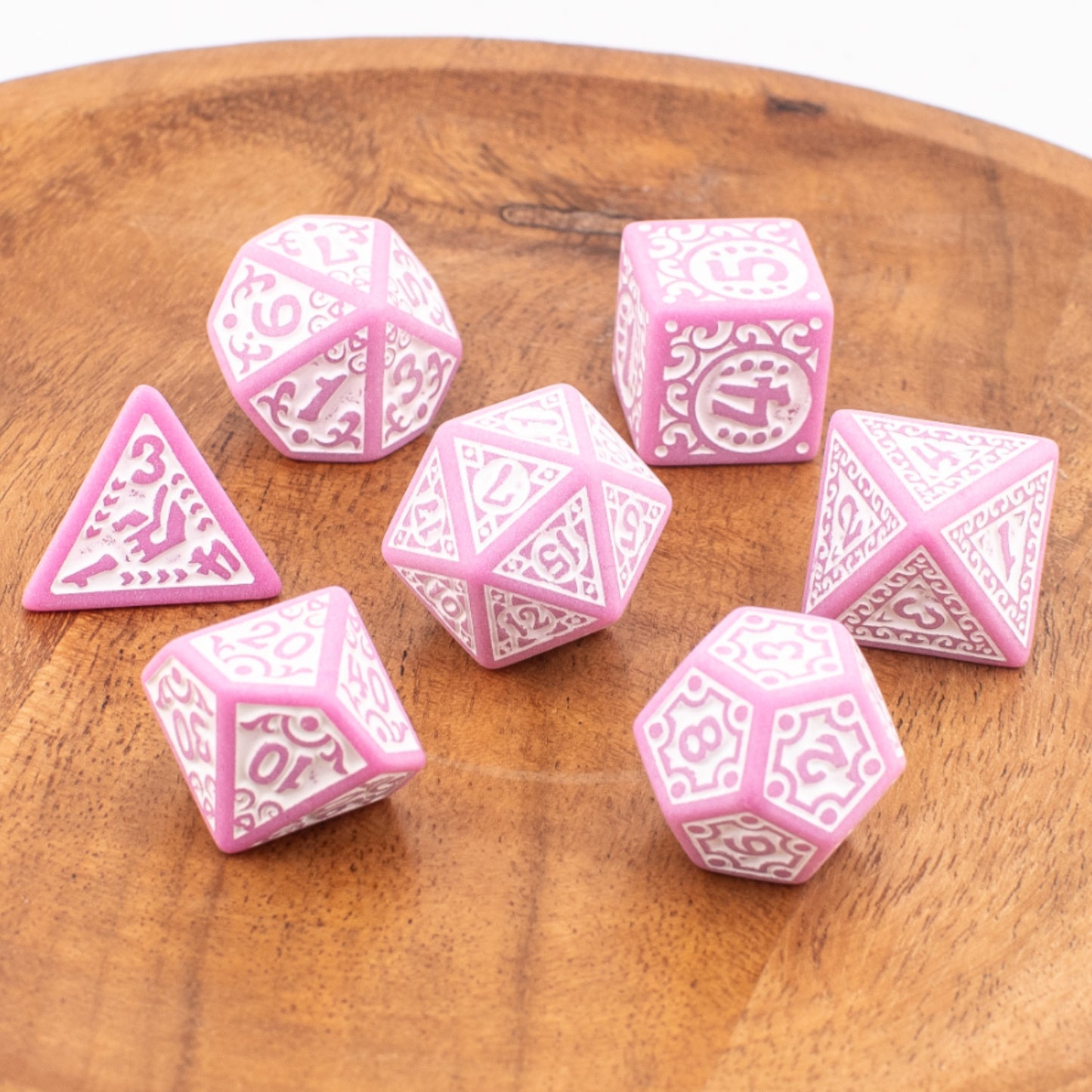 Blossom Petal | Acrylic Dice Set | Round Edge | 7 Piece Set