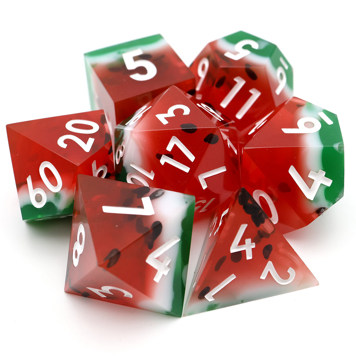 Watermelon Sugar | Sharp Edge Dice | 7 Piece Set – Tabletop Dominion ...