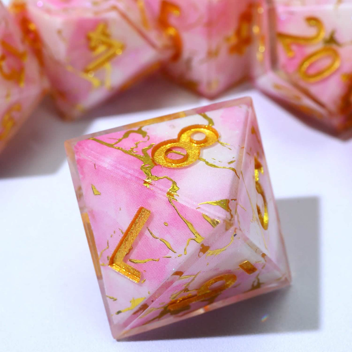 Seraphic Bloom | Sharp Edge Dice | Resin | 7 Piece Set