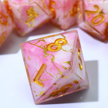 Seraphic Bloom | Sharp Edge Dice | Resin | 7 Piece Set