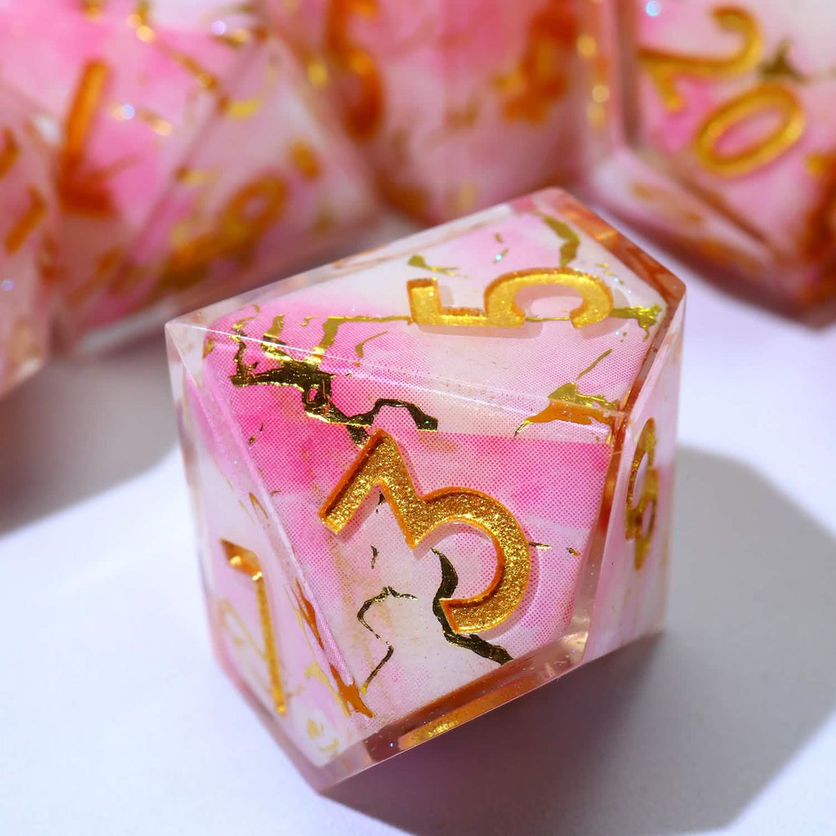 Seraphic Bloom | Sharp Edge Dice | Resin | 7 Piece Set