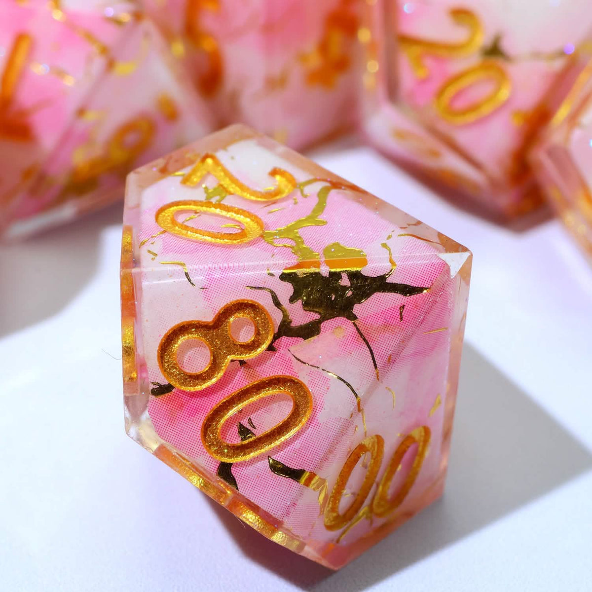 Seraphic Bloom | Sharp Edge Dice | Resin | 7 Piece Set