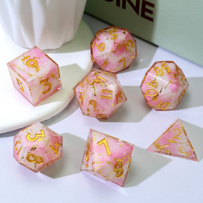 Seraphic Bloom | Sharp Edge Dice | Resin | 7 Piece Set