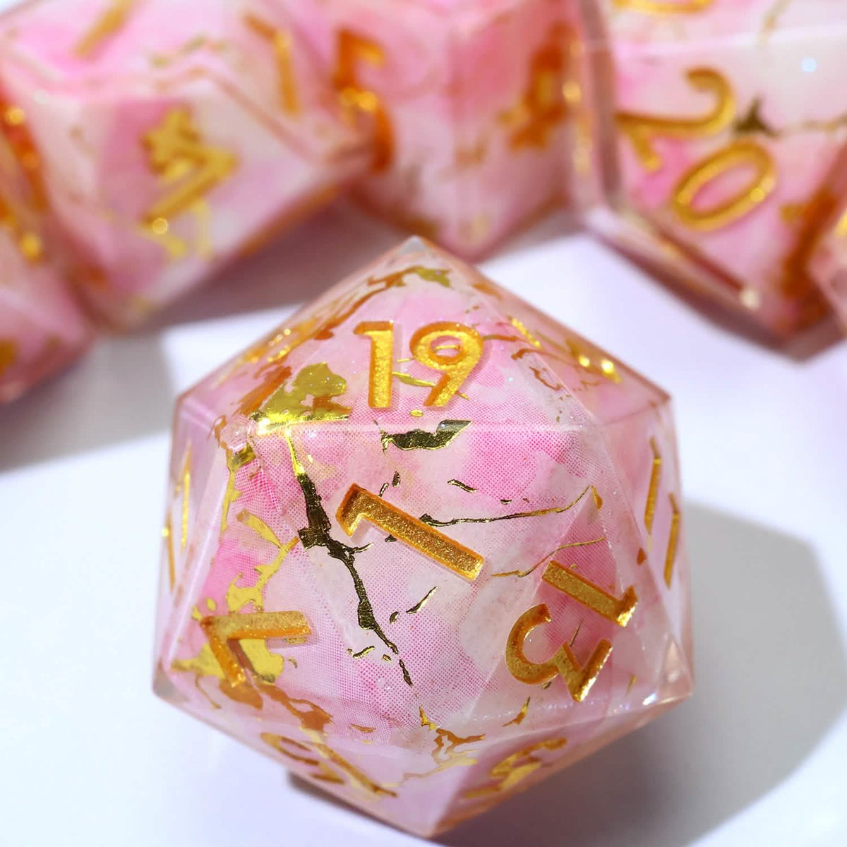Seraphic Bloom | Sharp Edge Dice | Resin | 7 Piece Set