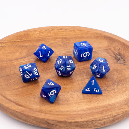 Azure Depths | Soft Edge Acrylic Dice | 7 Piece Set