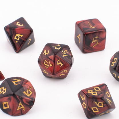 Crimson Abyss | Soft Edge Dice | Acrylic | 7 Piece Set