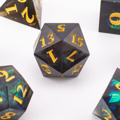 Stellar Midnight | Sharp Edge Resin Dice | 7 Piece Set