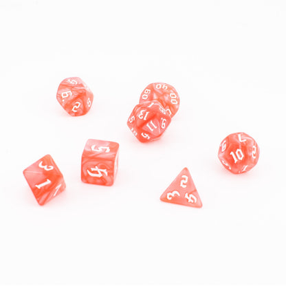 Scarlet Veil | Soft Edge Dice | Acrylic | 7 Piece Set