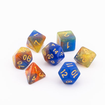Starlight Cascade | Soft Edge Acrylic Dice Set | 7 Piece Set