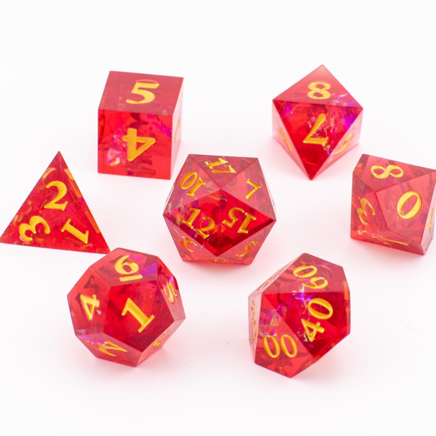 Dragon Heart | Sharp Edge Resin Dice | 7 Piece Set
