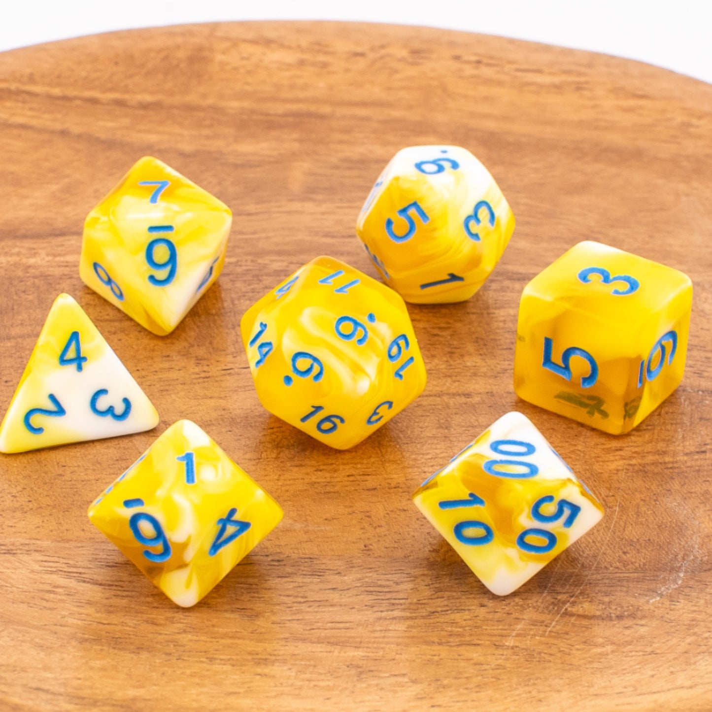 Celestial Dawn | Soft Edge Acrylic Dice | 7 Piece Set
