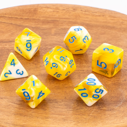 Celestial Dawn | Soft Edge Acrylic Dice | 7 Piece Set