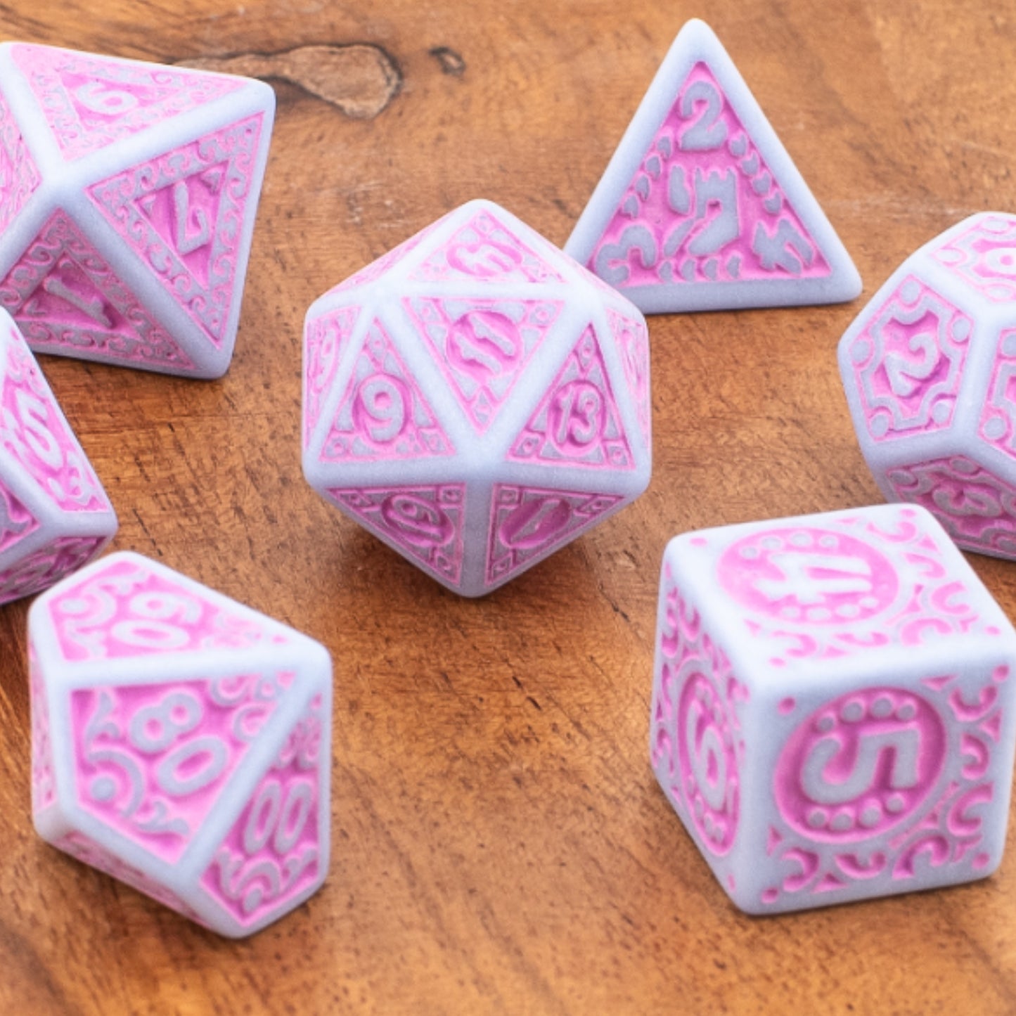 Royal Blossom | Soft Edge Acrylic Dice | 7 Piece Set