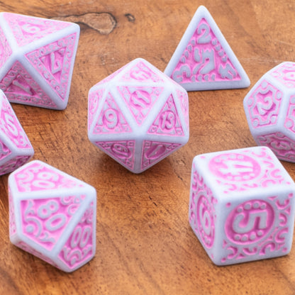 Royal Blossom | Soft Edge Acrylic Dice | 7 Piece Set