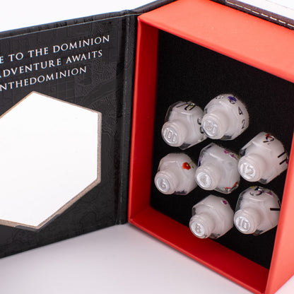 Floral Essence | Potion Bottle Resin Dice | Sharp Edge Dice | 7 Piece Set