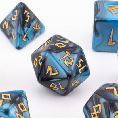 Mystic Starlight | Acrylic RPG Dice | Gold Inked | 7 Piece Set