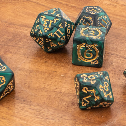 Emerald Alchemy | Soft Edge Acrylic Dice | 7 Piece Set