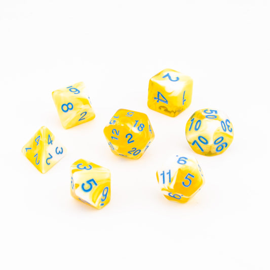 Celestial Dawn | Soft Edge Acrylic Dice | 7 Piece Set