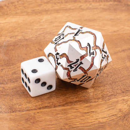 Ancient Ruin | Oversized 33mm D20 | Silver Metal | Single D20