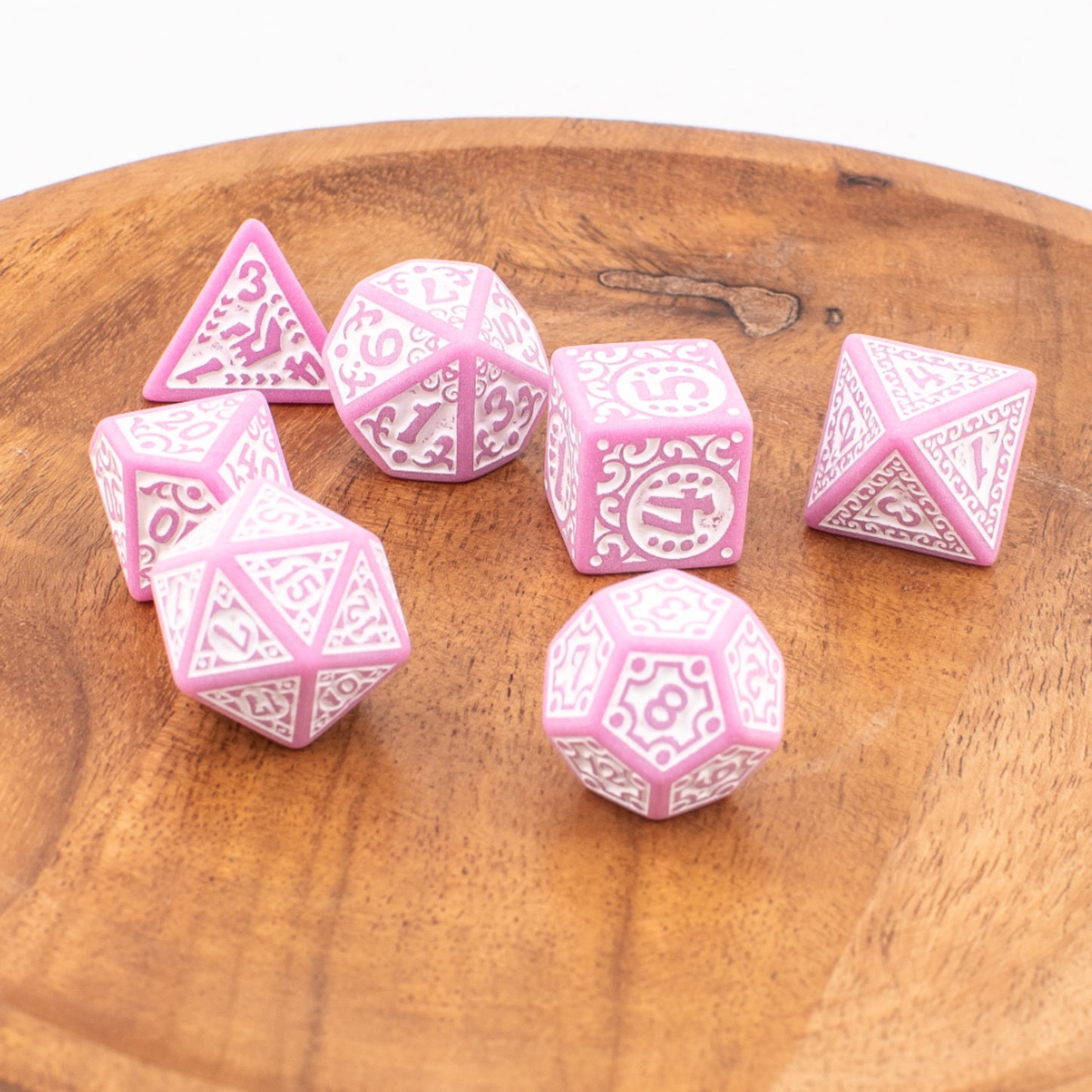 Blossom Petal | Acrylic Dice Set | Round Edge | 7 Piece Set