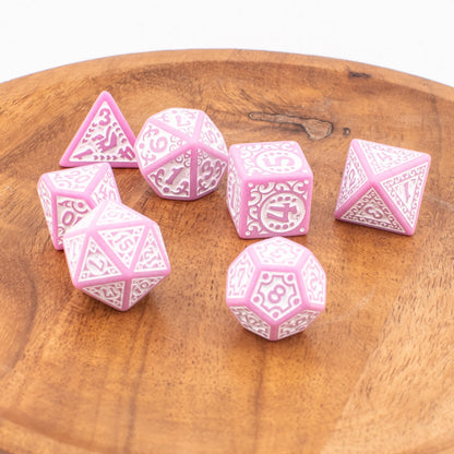Blossom Petal | Acrylic Dice Set | Round Edge | 7 Piece Set