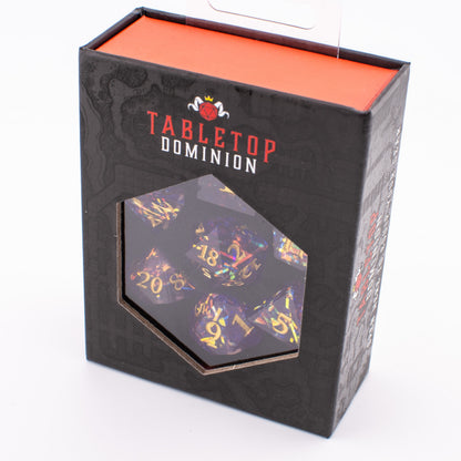 Celestial Amethyst | Sharp Edge Dice | Resin | 7 Piece Set