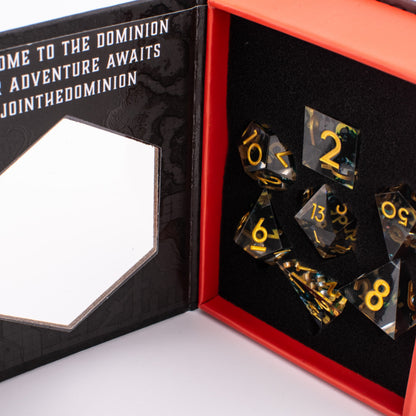 Forest Moss | Sharp Edge Dice | Resin | 7 Piece Set